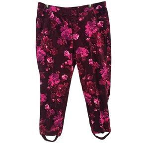 3/$25 Isaac Mizrahi Live Size 16P Floral Velvet Stirrup Pants